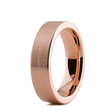 Moda de 6 mm de ouro rosa tungstênio anel de aço de jóias de ouro rosa